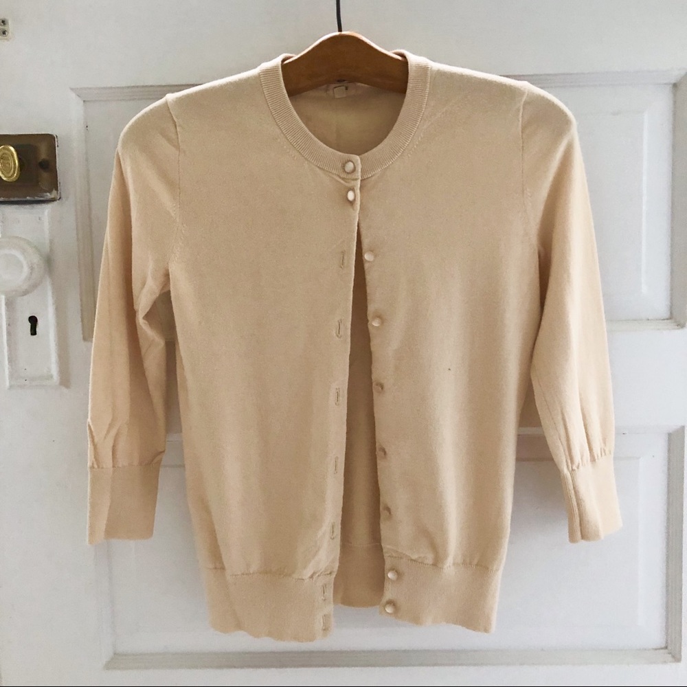 J. Crew Creamy Tan Cotton Cardigan